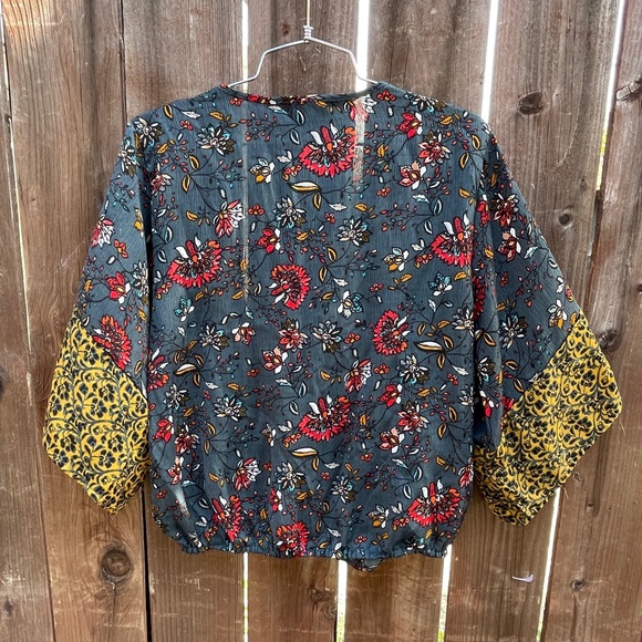 OLM | Women’s Teal Floral Blouse - Picture 6 of 7